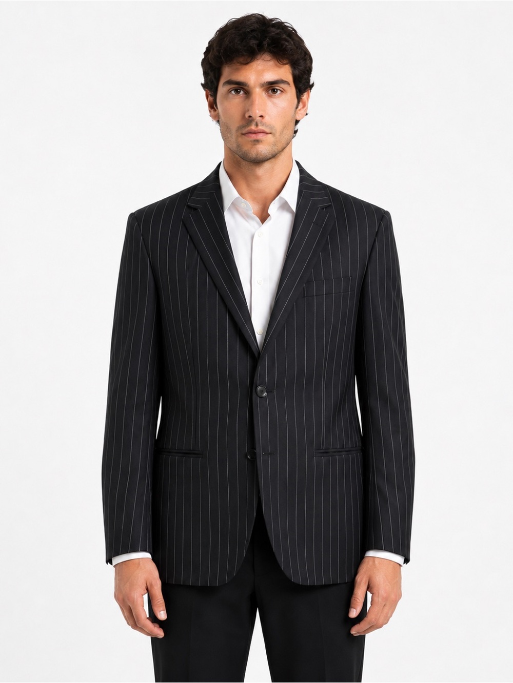 Versace Men’s Pinstripe Blazer Jacket Black Made in Italy Size 54 A79122